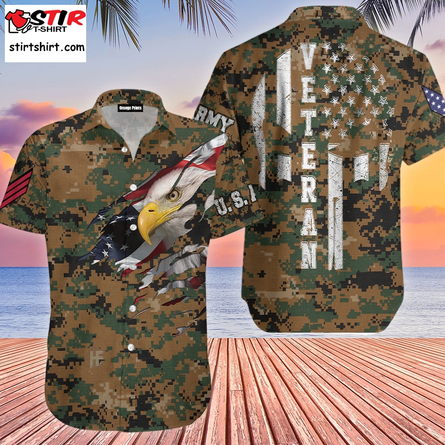 Amazing Camo Us Marine Corps Veteran From The Heart Hawaiian Shirt For Men _ Women