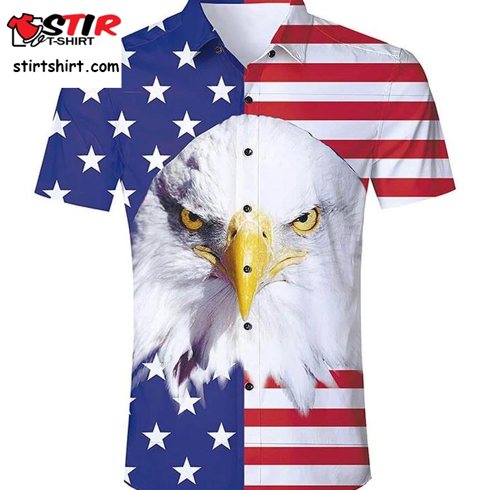 American Flag Eagle Funny Hawaiian Shirt   Day Meme