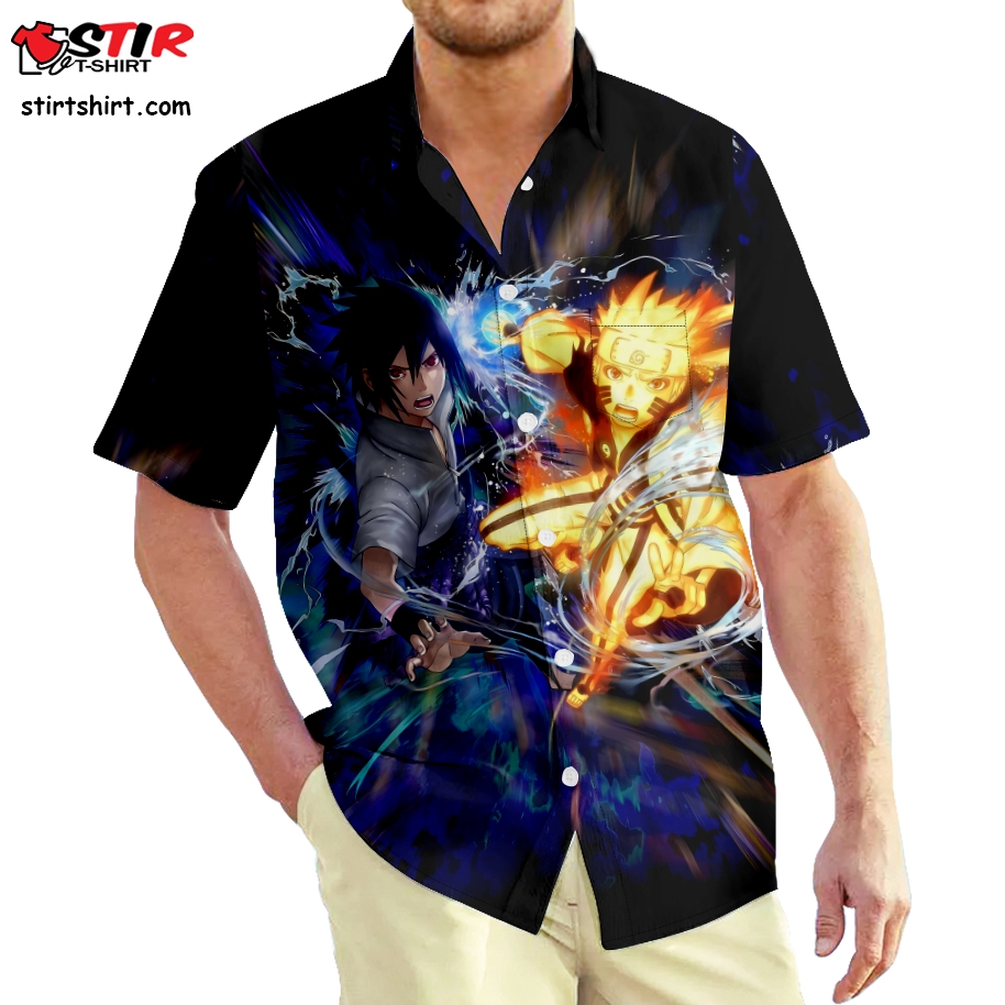 Anime Naruto Men_S T Shirt Button Down Hawaiian Shirts  Akatsuki 