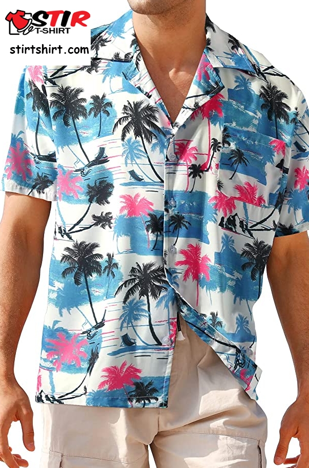 Aptro Men_S Casual Hawaiian Shirt Summer Short Sleeve Tropical Beach Shirts  What To Wear Under A 