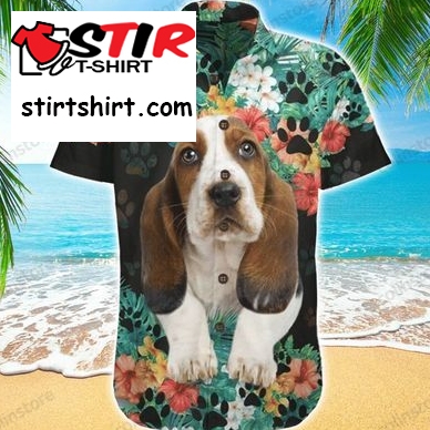 Basset Hound Shirt, Basset Hound Hawaiian Shirt For Dog Lovers, Hawaii Shirt Men, Aloha Shirt