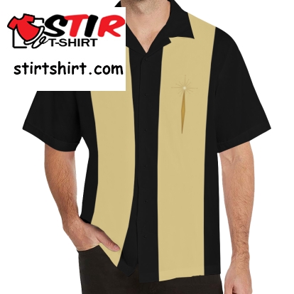 Black And Gold Retro Golden Starburst Hawaiian Shirt  Black And Gold 