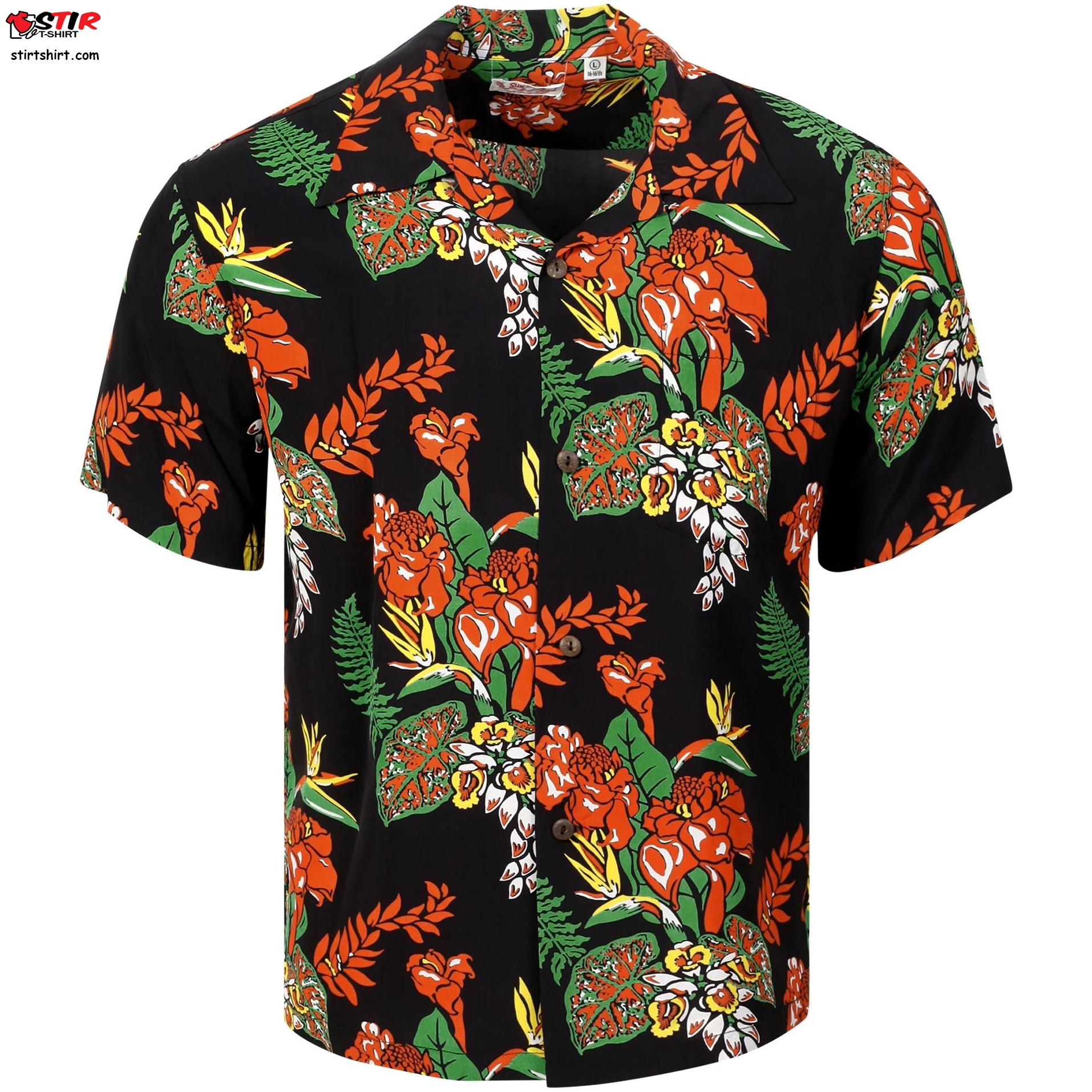 Black Flourish Flowers Short Sleeve Hawaiian Shirt