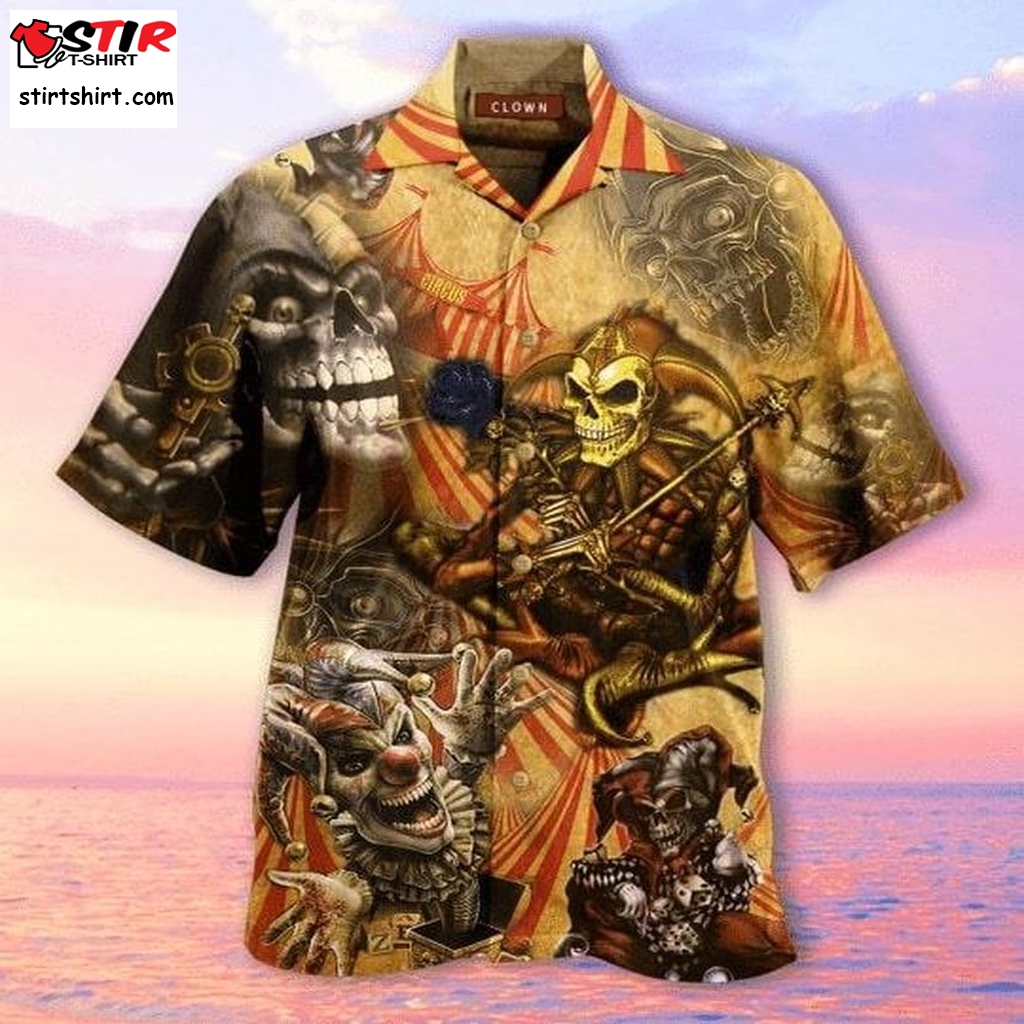 Blood A King In Heart Clown Skull Hawaiian Shirt Pre11695, Hawaiian Shirt, Funny Shirts, Gift Shirts  Funny s