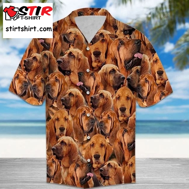 Bloodhound Awesome Dog Group Meme Face Collection Hawaiian Shirt   Meme
