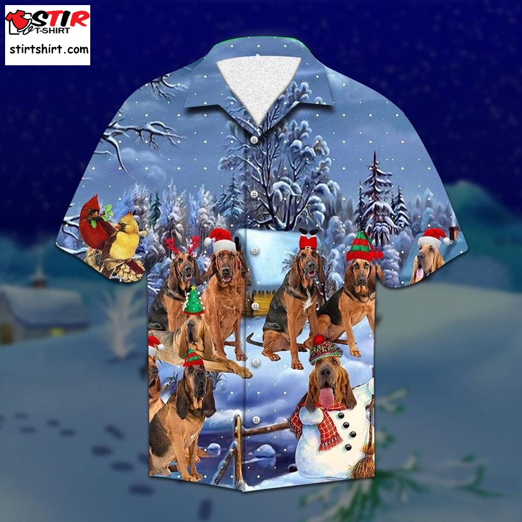 Bloodhound Christmas Hawaiian Shirt Pre13518, Hawaiian Shirt,Gun Funny Shirts, Gift Shirts, Graphic Tee  Gun s