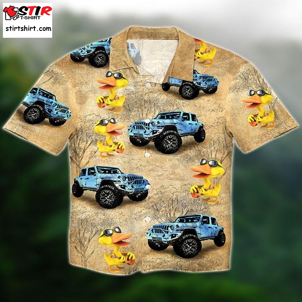 Blue Jeep With Funny Ducks Hawaiian Shirt Pre11268, Hawaiian Shirt, Funny Shirts, Gift Shirts  Funny s