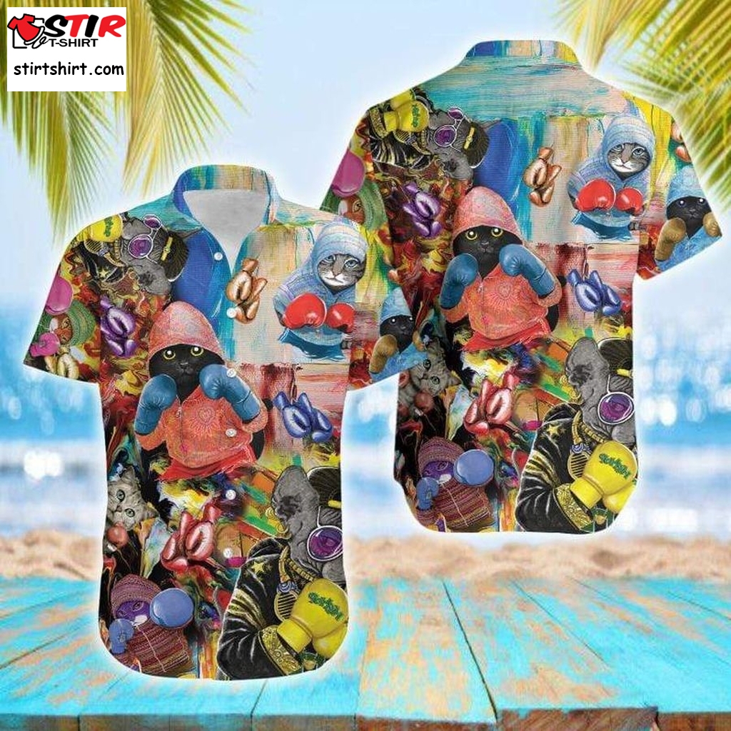 Boxing Cats Cute Hawaiian Shirt Pre10668, Hawaiian Shirt,Womens Funny Shirts, Gift Shirts, Graphic Tee  Womens s