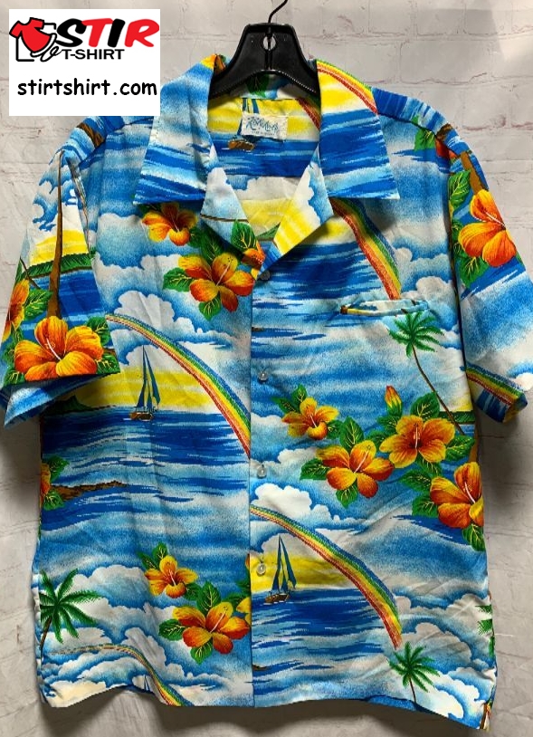 Bright Colored Island _ Rainbow Print Polyester Hawaiian Shirt