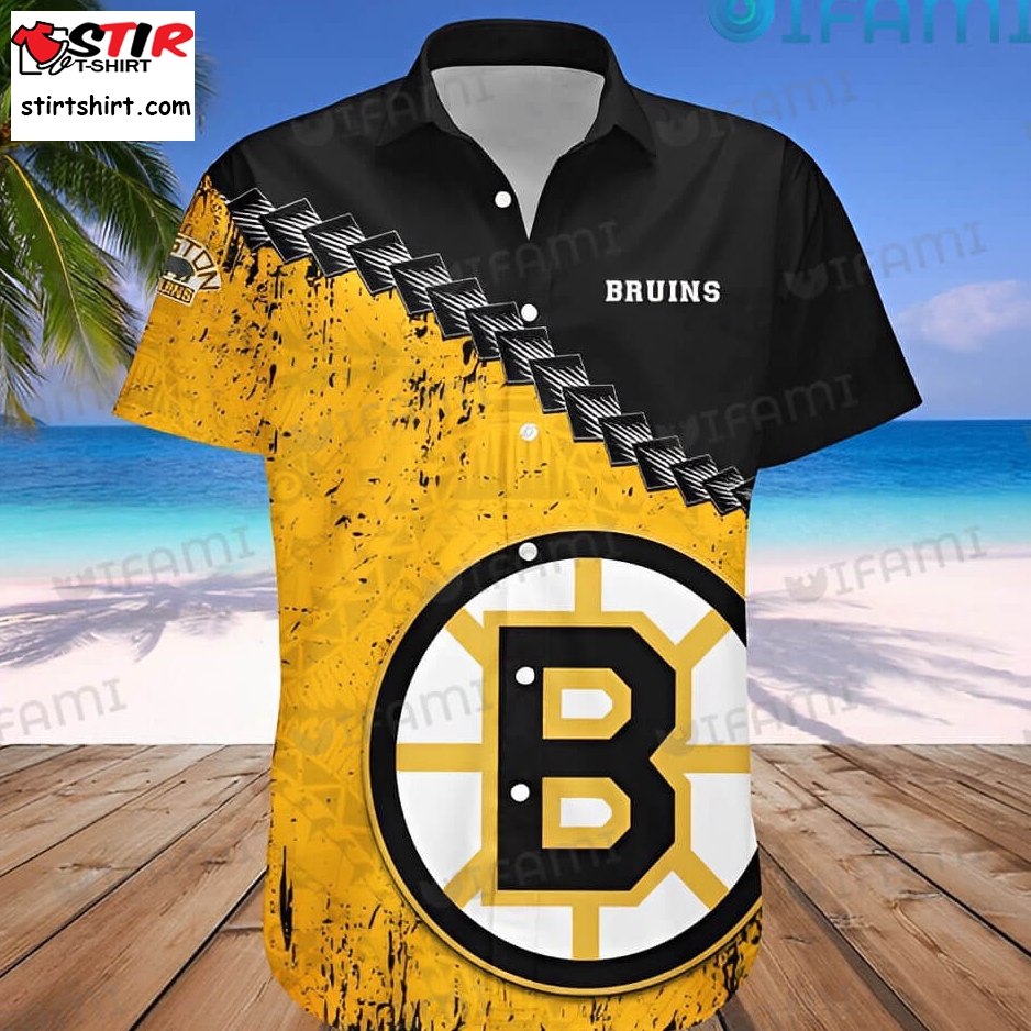 Bruins Hawaiian Shirt Big Logo Black Gold Boston Bruins Gift  Black And Gold 