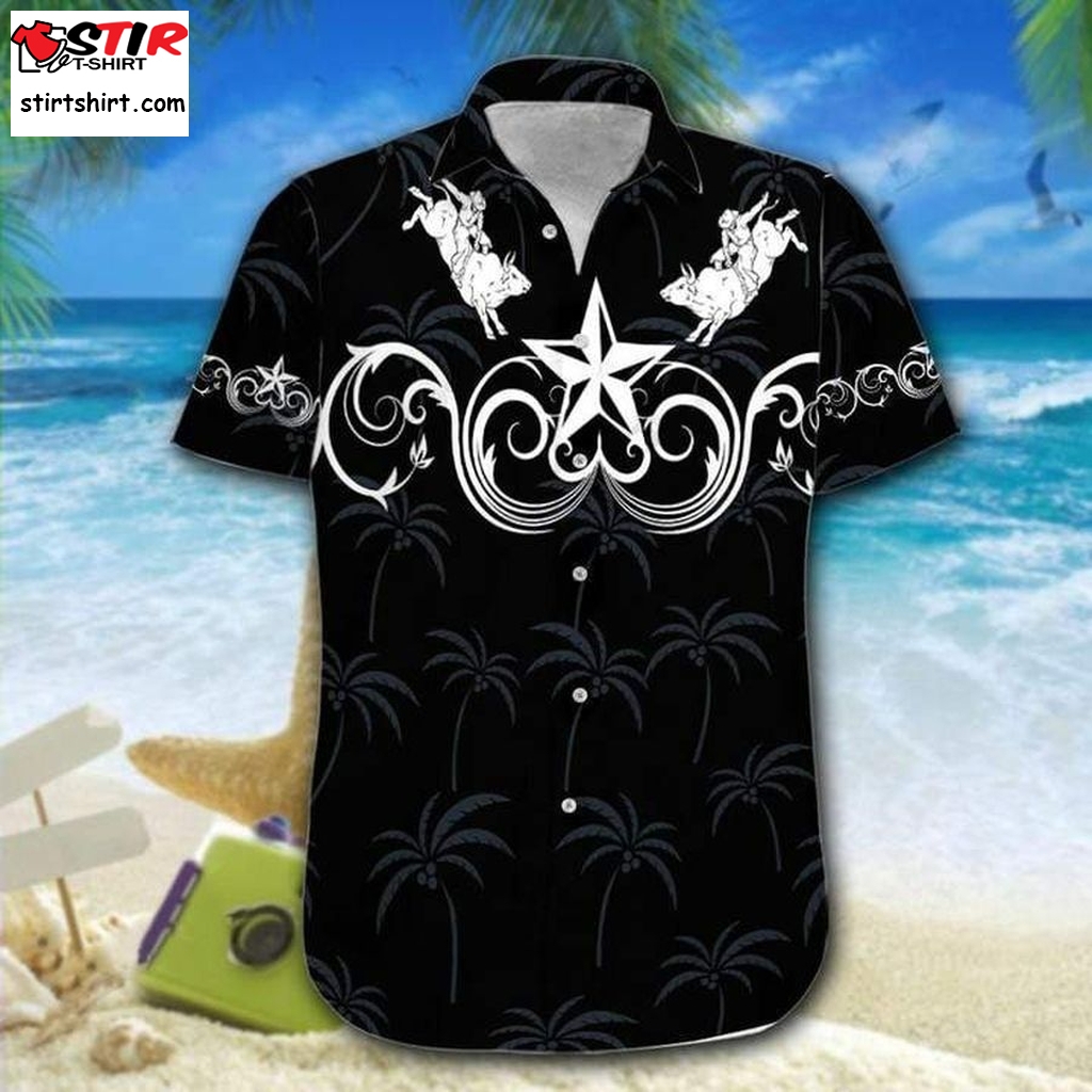 Bull Riding Black Star Western Hawaiian Shirt Pre10960, Hawaiian Shirt,Ladies Funny Shirts, Gift Shirts  Ladies s