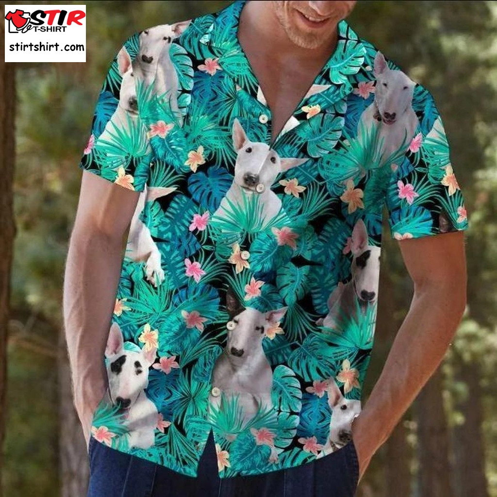 Bull Terrier Tropical Hawaiian Shirt Pre13401, Hawaiian Shirt,Ladies Funny Shirts, Gift Shirts, Graphic Tee  Ladies s