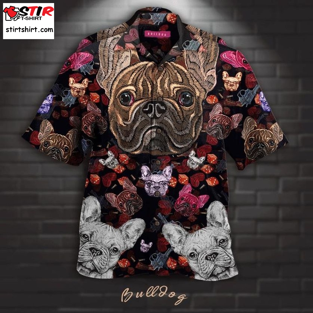 Bulldog Embroidery Hawaiian Shirt Pre13447, Hawaiian Shirt,Cheap Funny Shirts, Gift Shirts, Graphic Tee  Cheap s