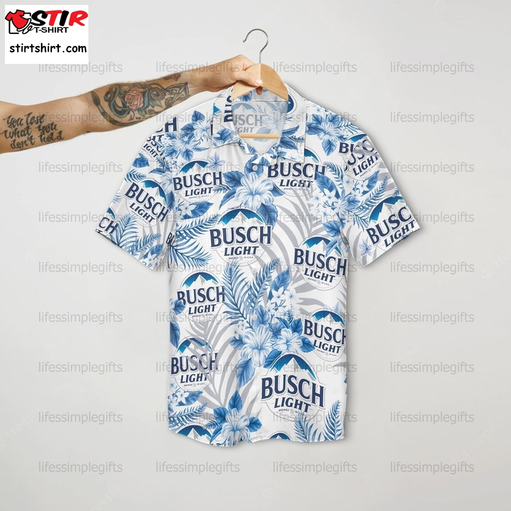 Busch Light Unisex Hawaiian Shirt, Busch Latte Beer Button Up Shirt, Short Sleeve Beer Hawaiian Shirt, Gift For Him, Funny Party Beer Tee  Family s