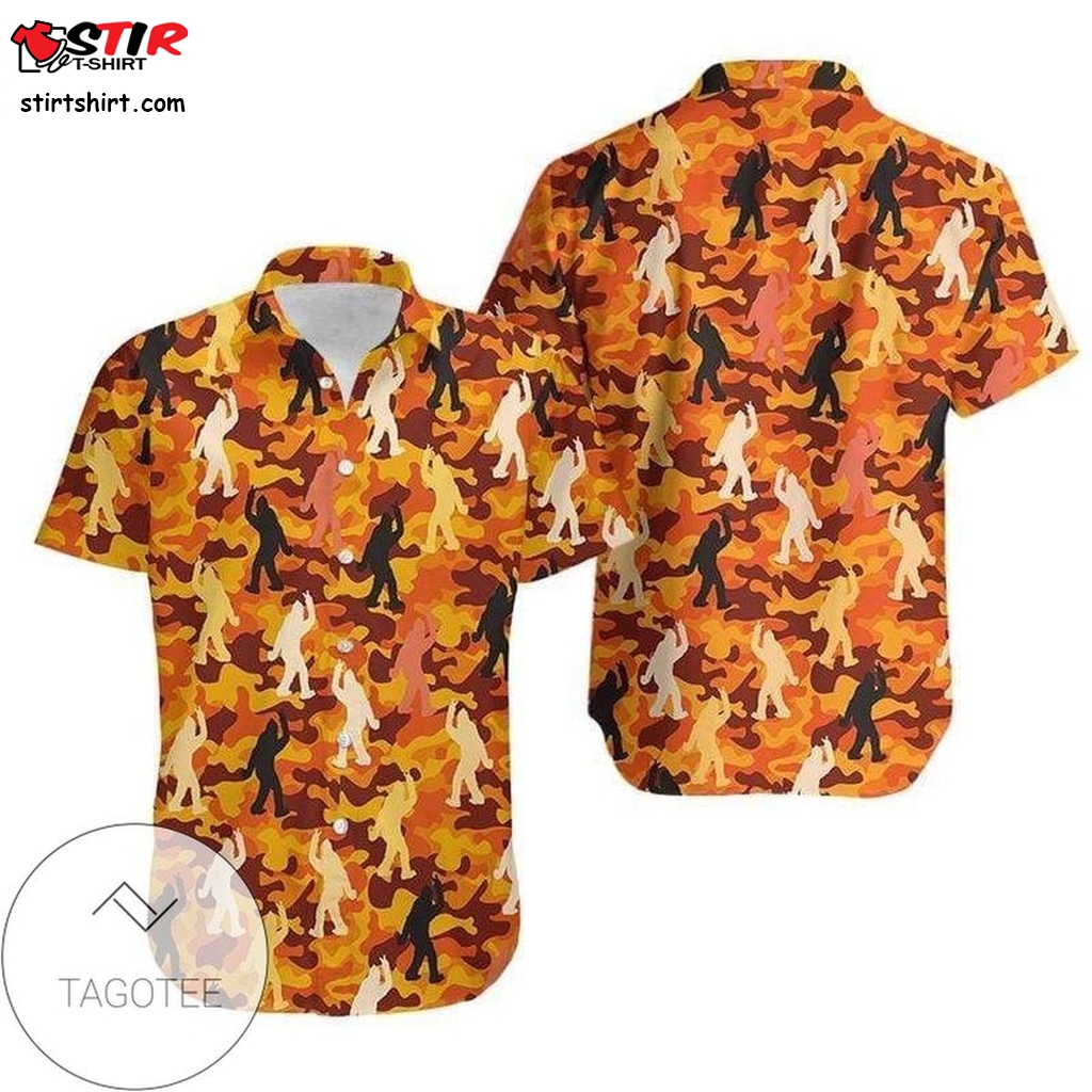 Buy Funny Bigfoot Orange Camo Hawaiian Aloha Shirts  Funny s
