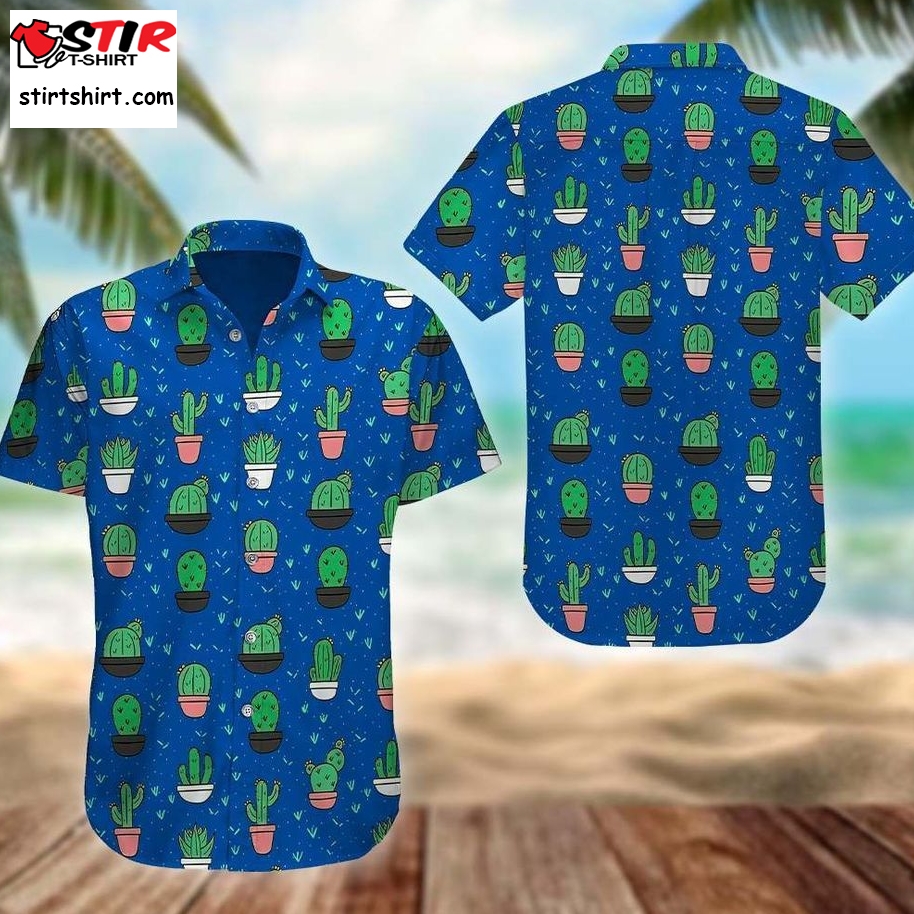 Cactus Blue Unique Design Unisex Hawaiian Shirt   Over Hoodie