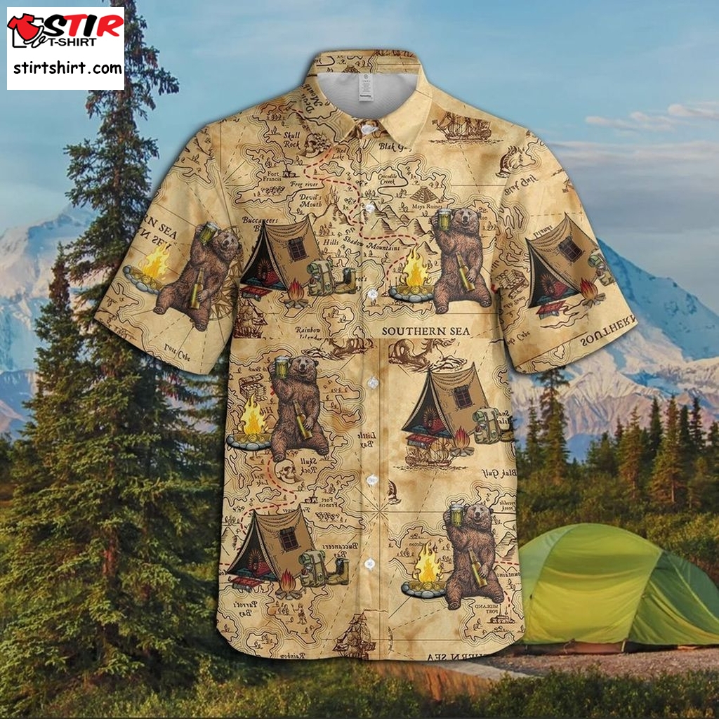 Camping Bear Hawaiian Shirt Pre13426, Hawaiian Shirt,  Funny Shirts, Gift Shirts, Graphic Tee  Funny s