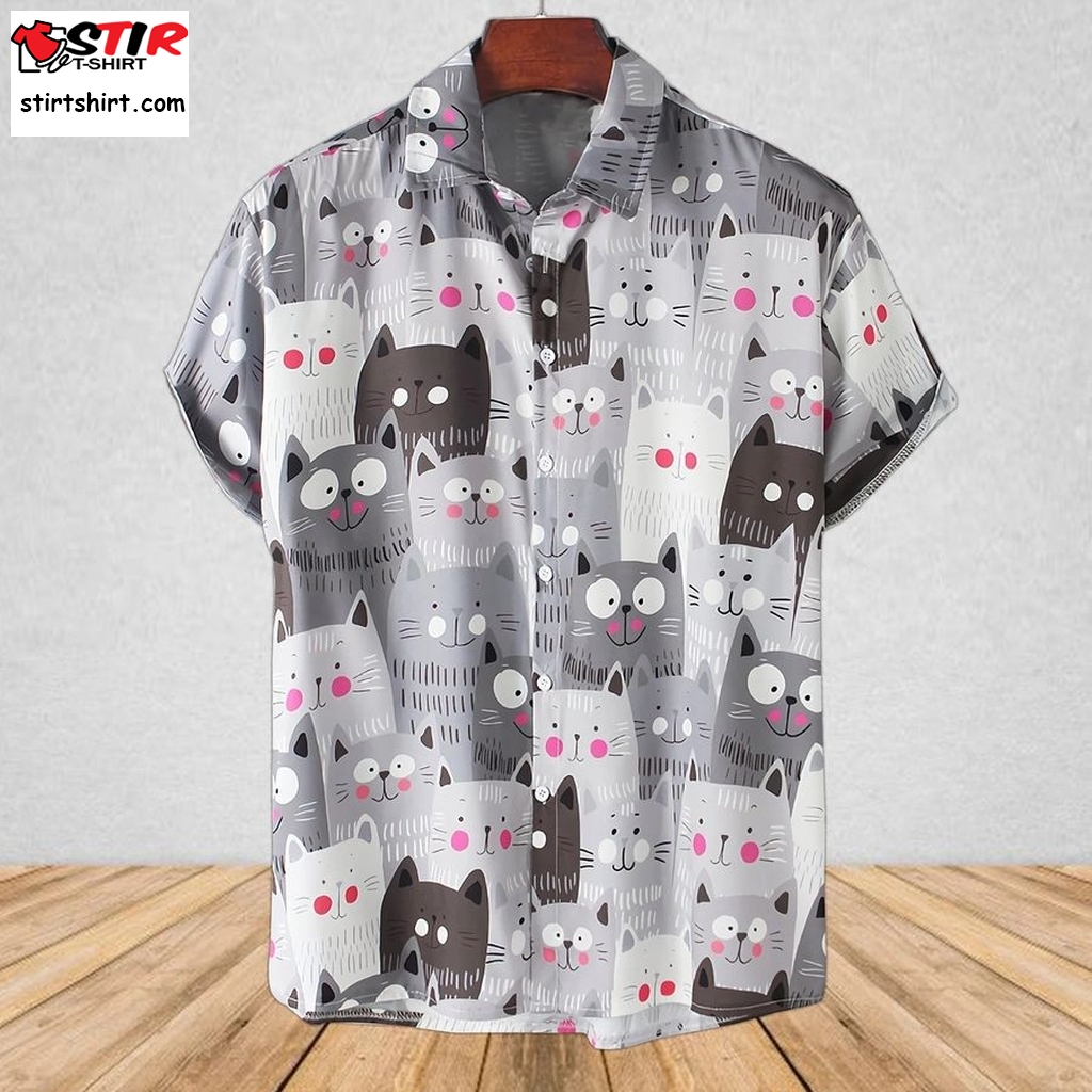 Cartoon Cat Hawaiian Shirt Pre13402, Hawaiian Shirt, Beach Shorts, One Piece Swimsuit, Polo Shirt, Funny Shirts, Gift Shirts, Graphic Tee  Tactical s