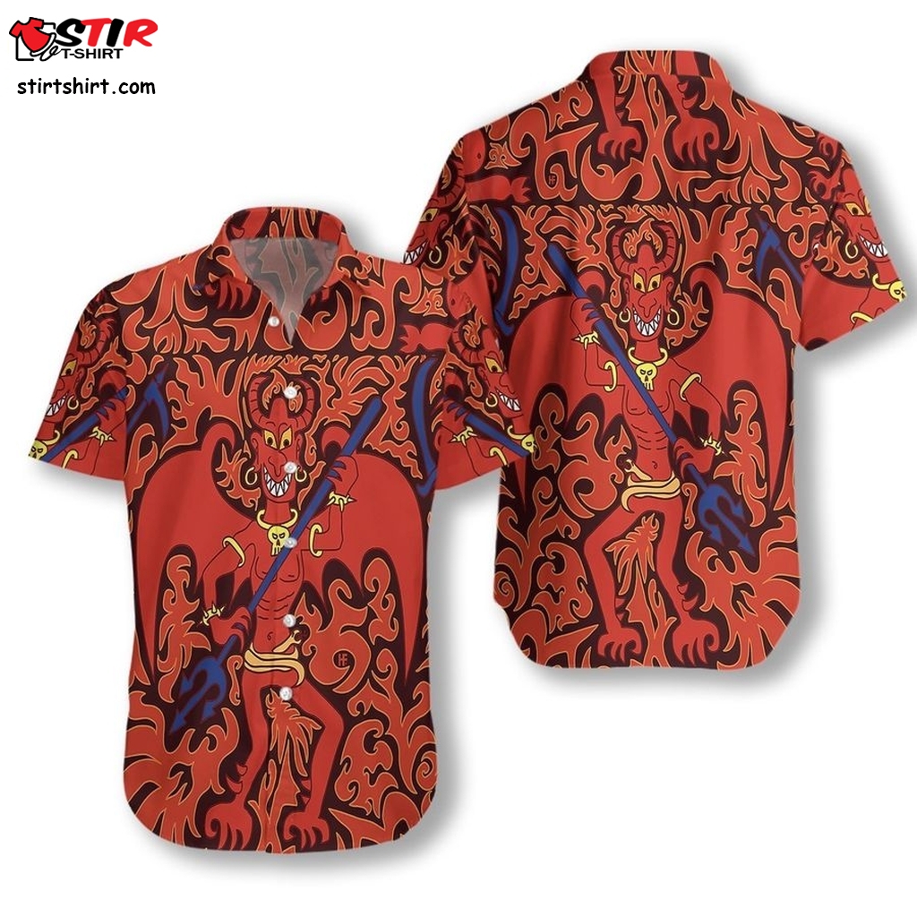 Cartoon Styled Demon Satanic Goth Gothic Hawaiian Shirt Pre11800, Hawaiian Shirt, Womens Funny Shirts  Womens s