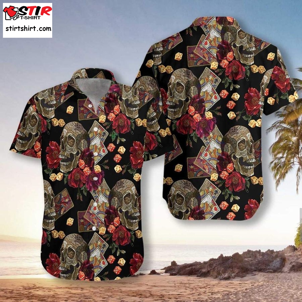 Casino Skull Colorful Hawaiian Shirt Pre10364, Hawaiian Shirt, Womens Funny Shirts, Gift Shirts, Graphic Tee  Womens s