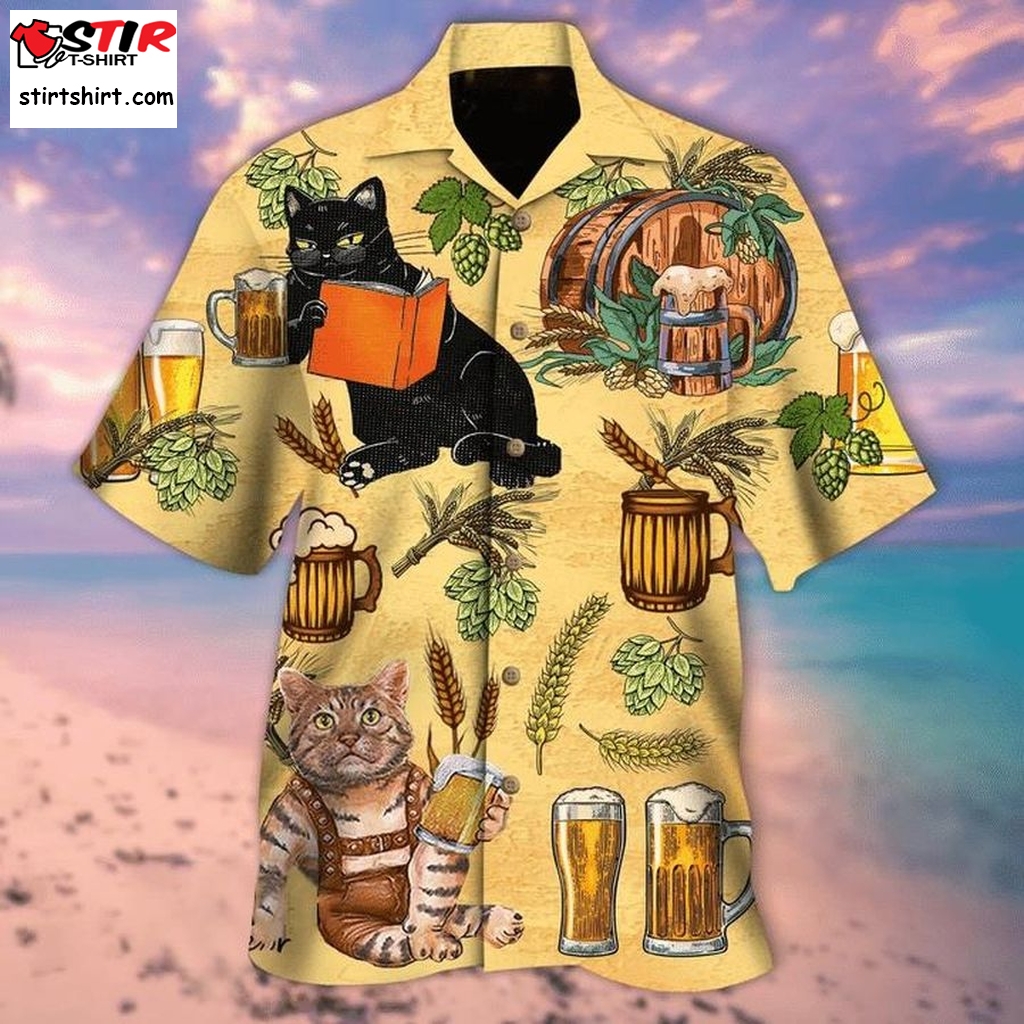 Cat And Beer Hawaiian Shirt Pre11573, Hawaiian Shirt, Womens Funny Shirts, Gift Shirts, Graphic Tee  Womens s