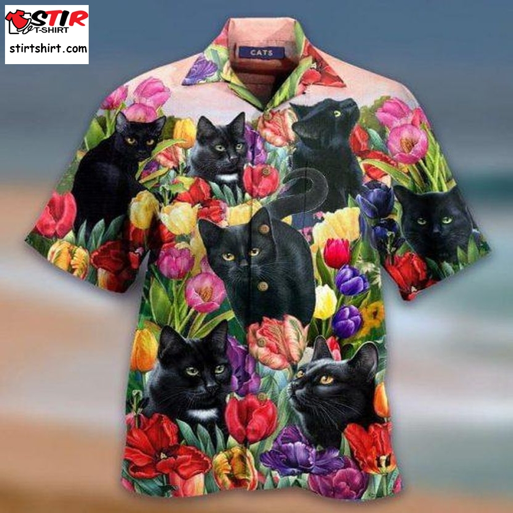 Cat Dream And Tulip Garden Hawaiian Shirt Pre11743, Hawaiian Shirt, Womens Funny Shirts, Gift Shirts  Womens s