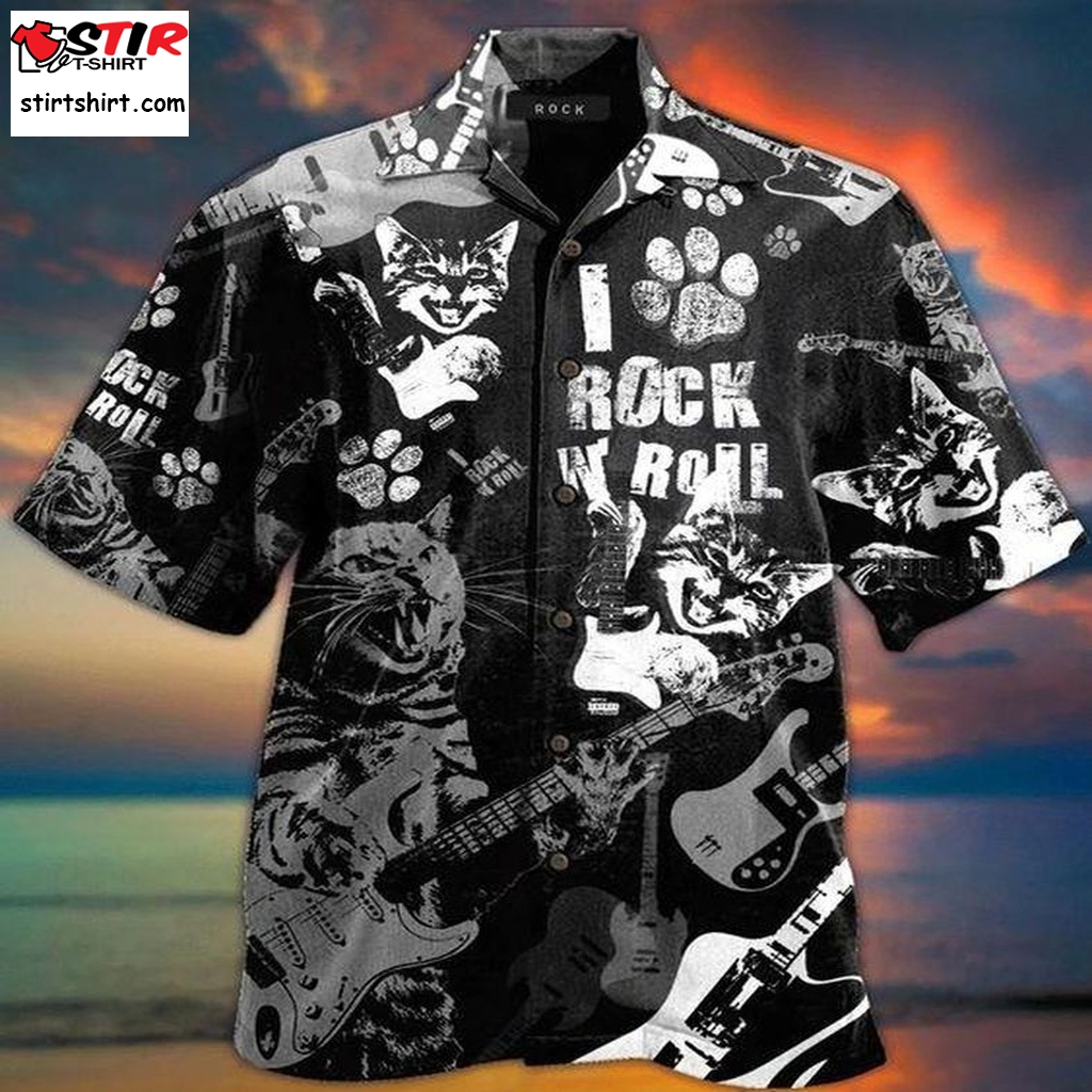 Cat I Rock N Roll Hawaiian Shirt Pre11539, Hawaiian Shirt, Family Funny Shirts, Gift Shirts, Graphic Tee  Family s