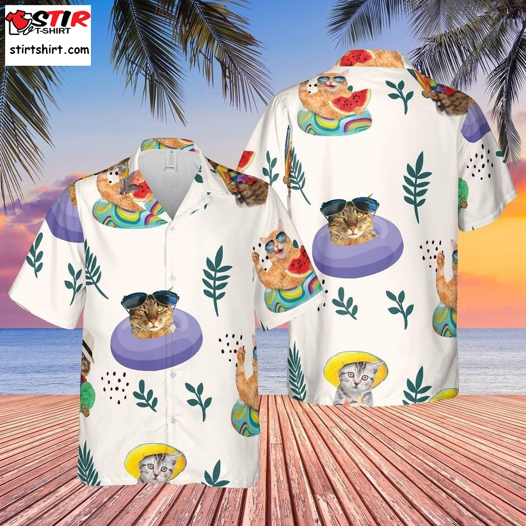 Cat Tropical Beach Hawaiian Shirt Pre10308, Hawaiian Shirt, Ladies Funny Shirts, Gift Shirts, Graphic Tee  Ladies s