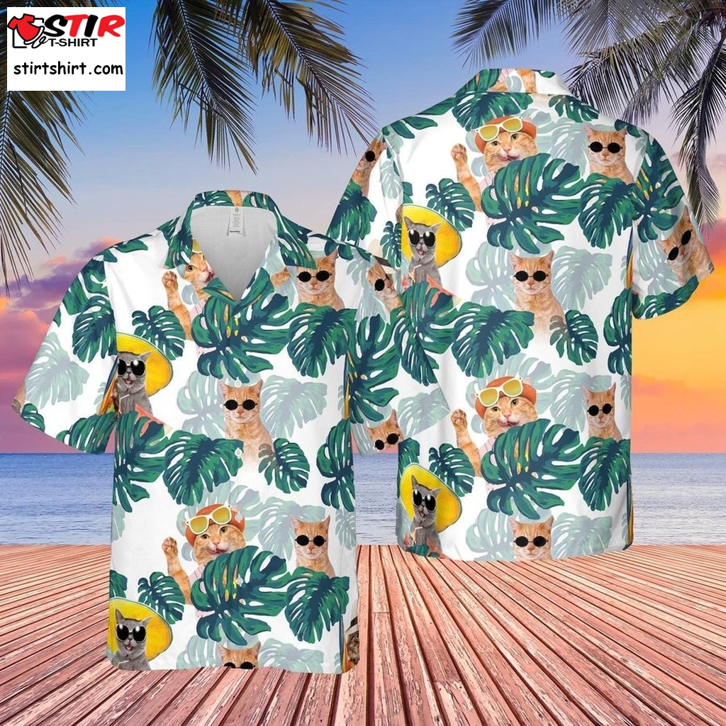 Cat Tropical Beach Hawaiian Shirt Pre10313, Hawaiian Shirt, Ladies Funny Shirts, Gift Shirts, Graphic Tee  Ladies s