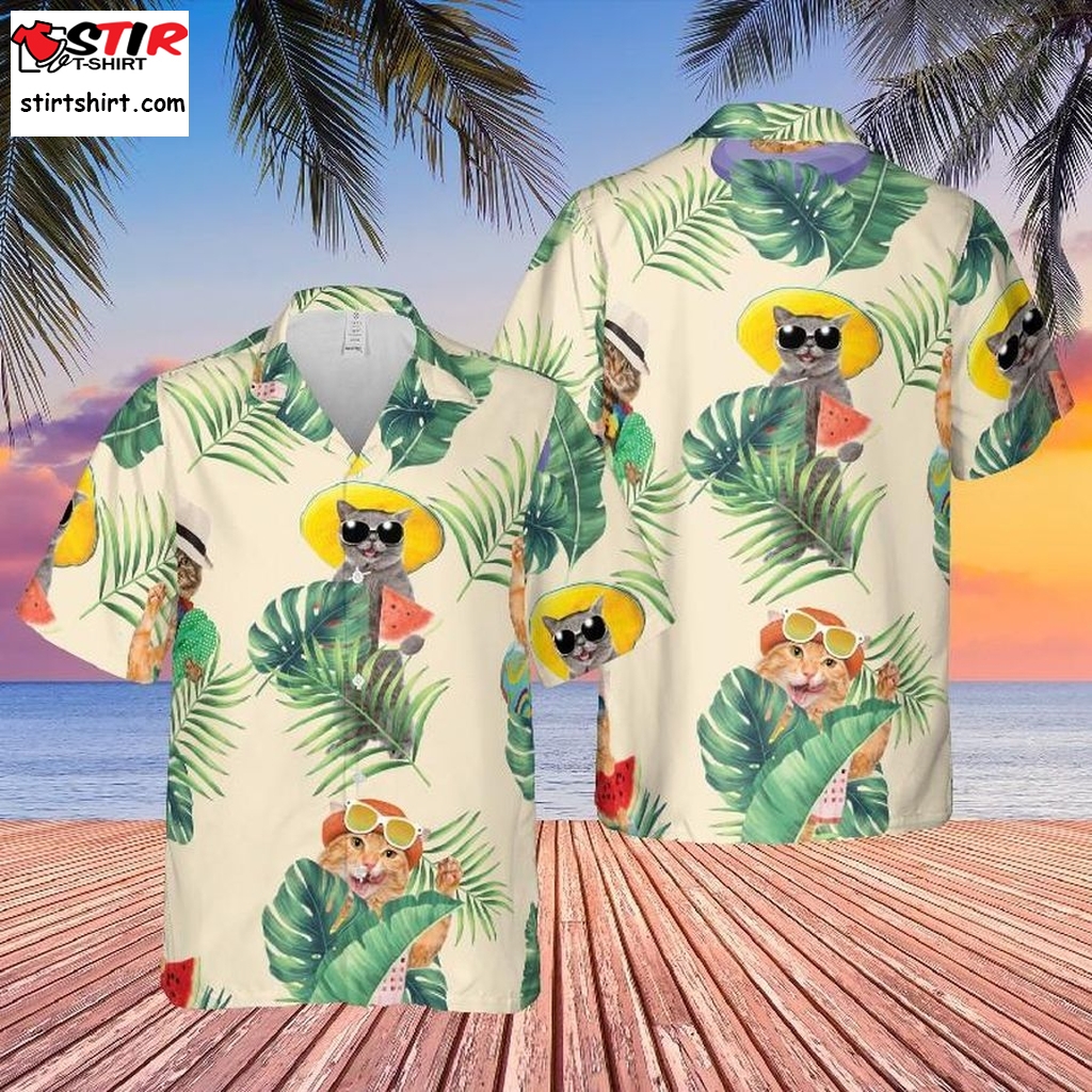 Cat Tropical Beach Hawaiian Shirt Pre10314, Hawaiian Shirt, Ladies Funny Shirts, Gift Shirts, Graphic Tee  Ladies s