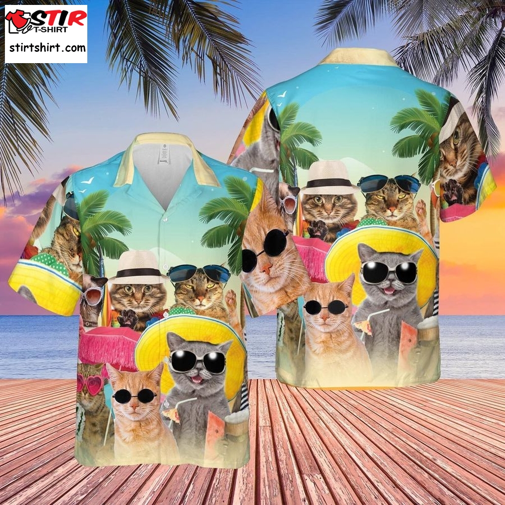 Cat Tropical Beach Hawaiian Shirt Pre10315, Hawaiian Shirt, Ladies Funny Shirts, Gift Shirts, Graphic Tee  Ladies s