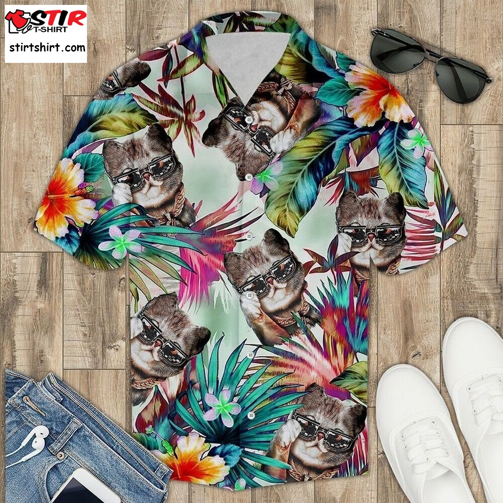 Cat Tropical Hawaiian Shirt Pre13436, Hawaiian Shirt, Ladies Funny Shirts, Gift Shirts, Graphic Tee  Ladies s