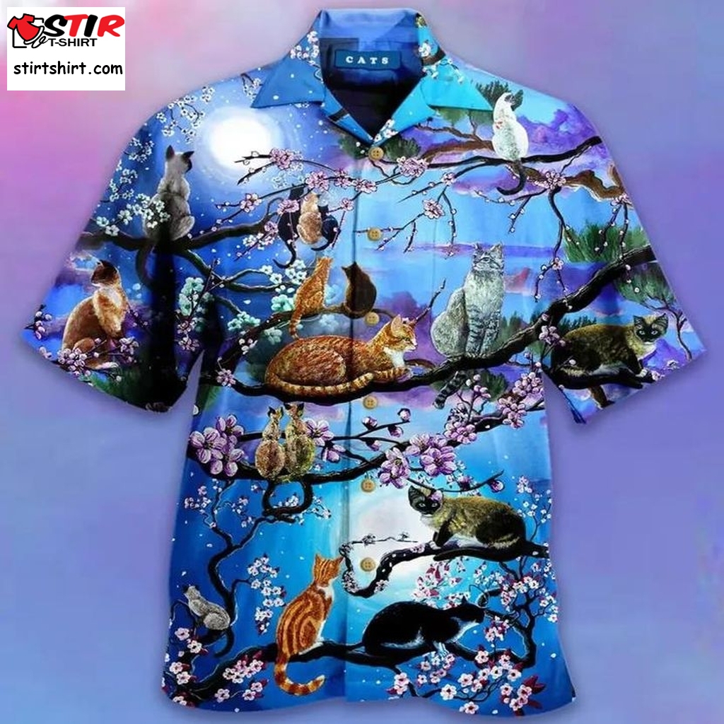 Cats Live Life In Full Bloom Hawaiian Shirt Pre11640, Hawaiian Shirt, Cheap Funny Shirts, Gift Shirts  Cheap s
