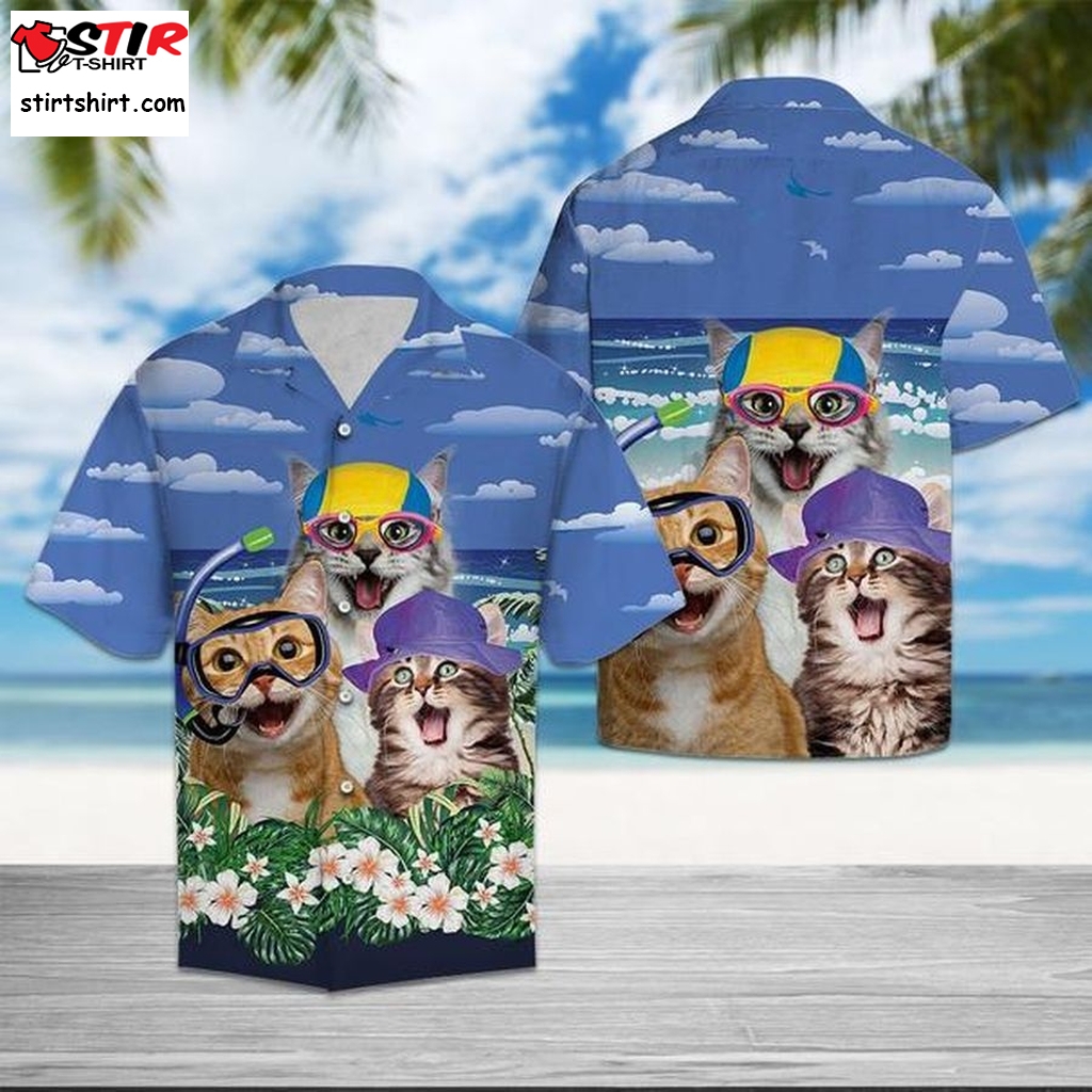 Cats Summer Beach Hawaiian Shirt Pre10601, Hawaiian Shirt, Cheap Funny Shirts, Gift Shirts, Graphic Tee  Cheap s