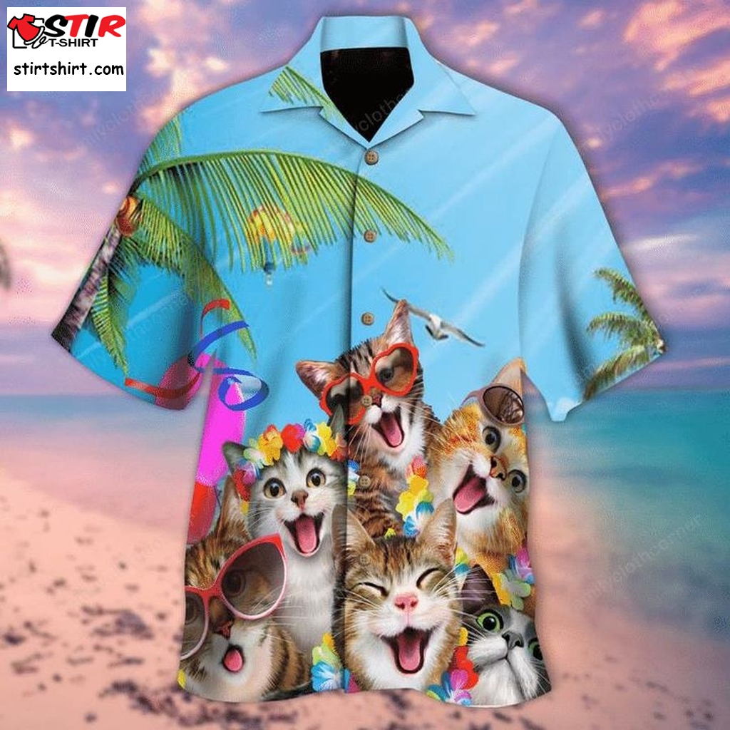 Cats Summer Beach Hawaiian Shirt Pre11438, Hawaiian Shirt, Cheap Funny Shirts, Gift Shirts, Graphic Tee  Cheap s