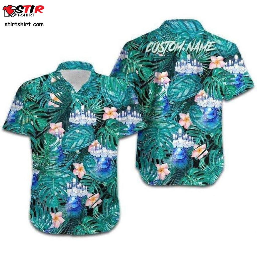 Check Out This Awesome Custom Name Tropical Bowling Blue Hawaiian Aloha Shirts  s Blue