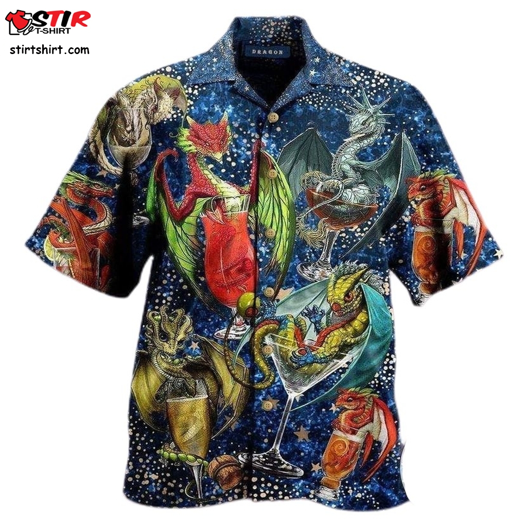 Check Out This Awesome Funny Dragon With Cocktail Galaxy Background Authentic Hawaiian Shirt 2023S  Womens s