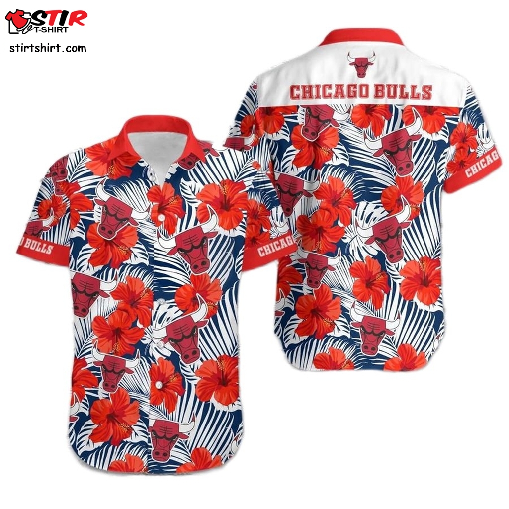 Chicago Bulls Nba Red Pattern Tropical Vibe Style Short Sleeve Hawaiian Aloha Man Shirt Hawaiian Sho   s Red