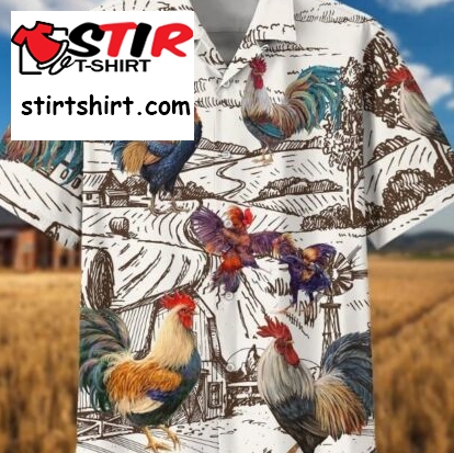 Chicken Shirt, Rooster Farmer Hawaiian Shirt, Hawaii Shirt, Summer Shirt  Chicken 