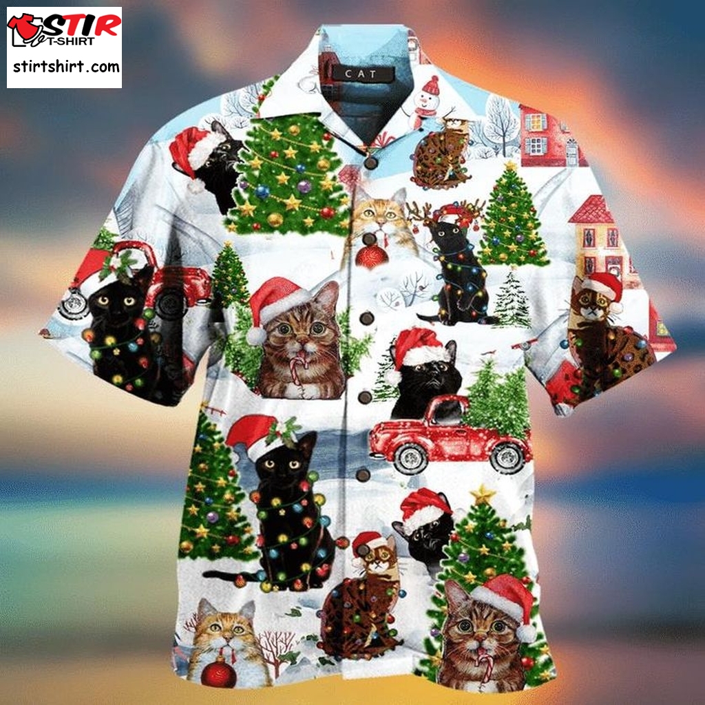 Christmas Cat Hawaiian Shirt Pre13346, Hawaiian Shirt, Beach Shorts, One Piece Swimsuit, Polo Shirt, Funny Shirts, Gift Shirts, Graphic Tee  Family s
