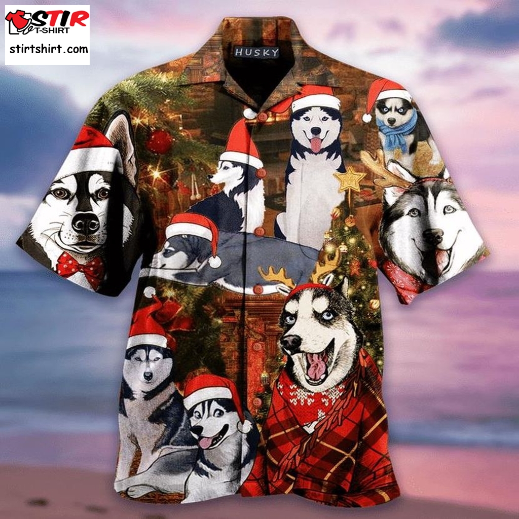 Christmas With Husky Hawaiian Shirt Pre13344, Hawaiian Shirt, Gun Funny Shirts, Gift Shirts, Graphic Tee  Gun s