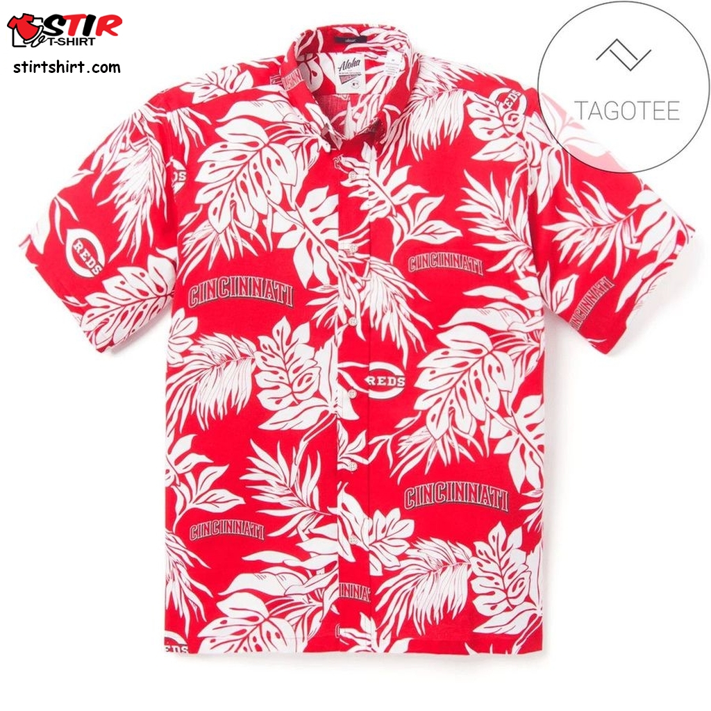 Cincinnati Reds Logo Tropical Leaves Authentic Hawaiian Shirt 2023  s Red