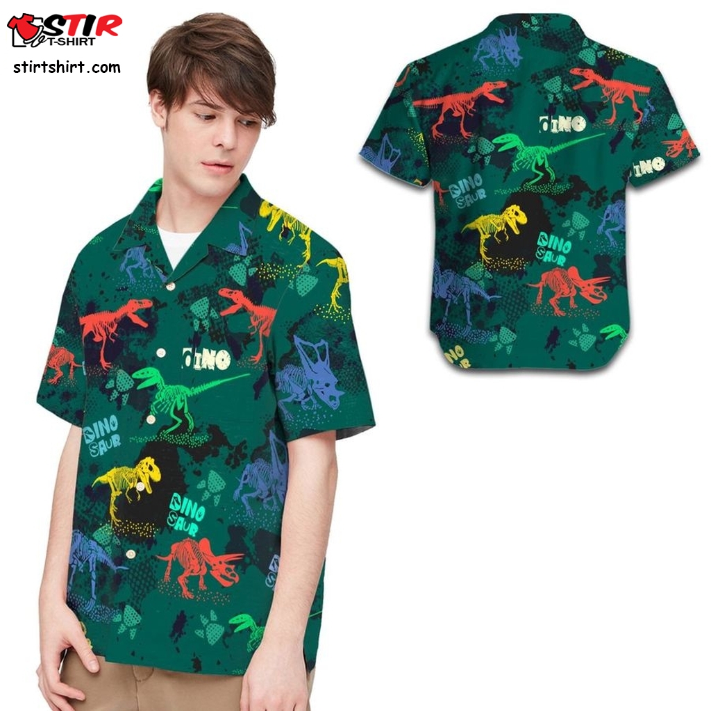 Colorful Dinosaurs Vintage Design Men Hawaiian Shirt  Vintage s