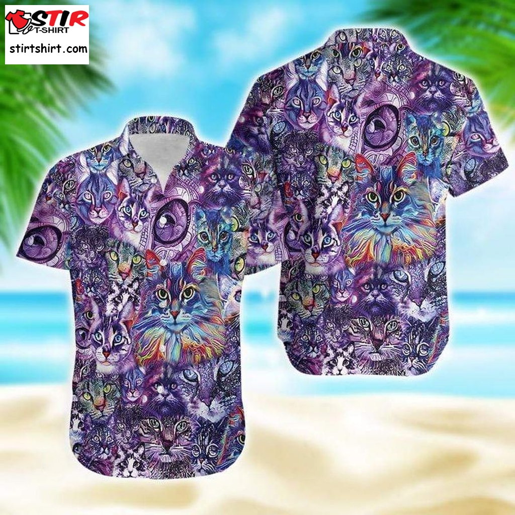 Colorful Galaxy Cat Hawaiian Shirt Pre10434, Hawaiian Shirt, Beach Shorts, One Piece Swimsuit, Polo Shirt, Funny Shirts, Gift Shirts, Graphic Tee  Cheap s