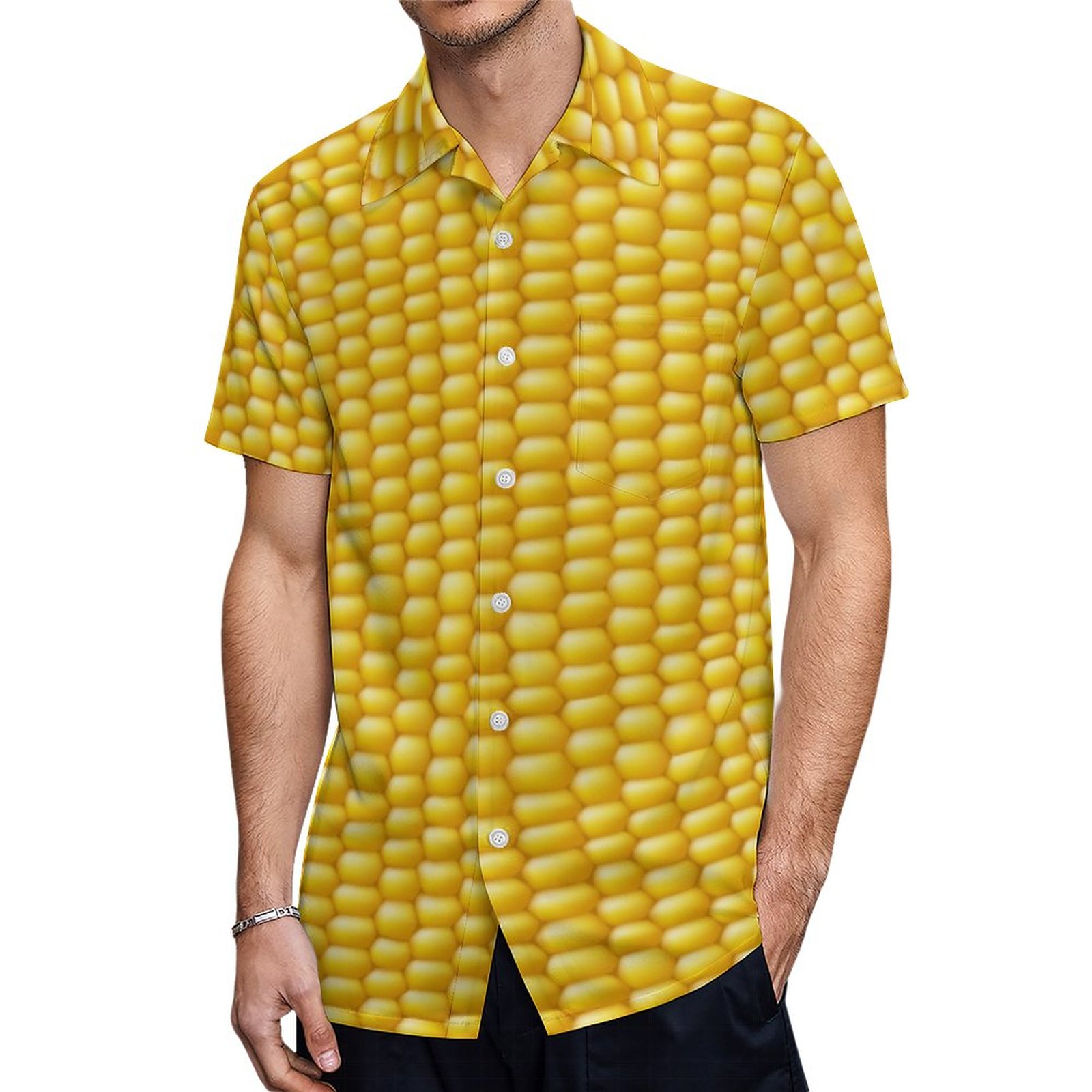 Corn Cob Background Hawaiian Shirt Mens Button Down Plus Size Tropical Hawaii Beach Shirtsjpeg  Corn 