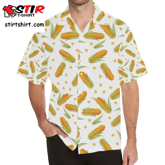 Corn Pattern Print Men_S All Over Print Hawaiian Aloha Shirt Hawaiian Shorts Beach Short Sleeve  Corn 