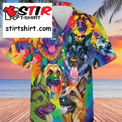 Courageous Partner   Colorful German Shepherd Dog Hawaiian Shirt