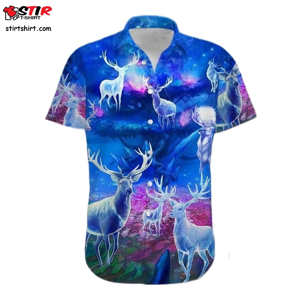 Cover Your Body With Amazing Amazing Magic Blue Light Deer Authentic Hawaiian Shirt 2023S  s Blue