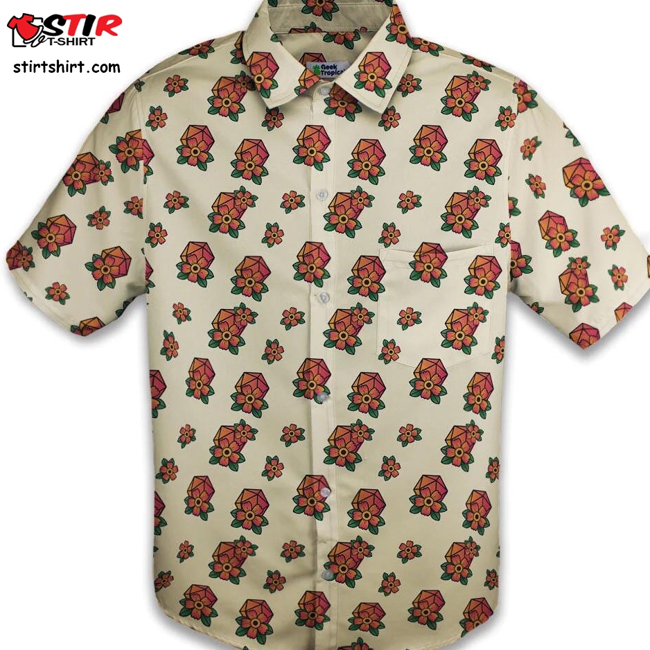 D20 Floral Gray Button Down _ Hawaiian Shirt  D20 