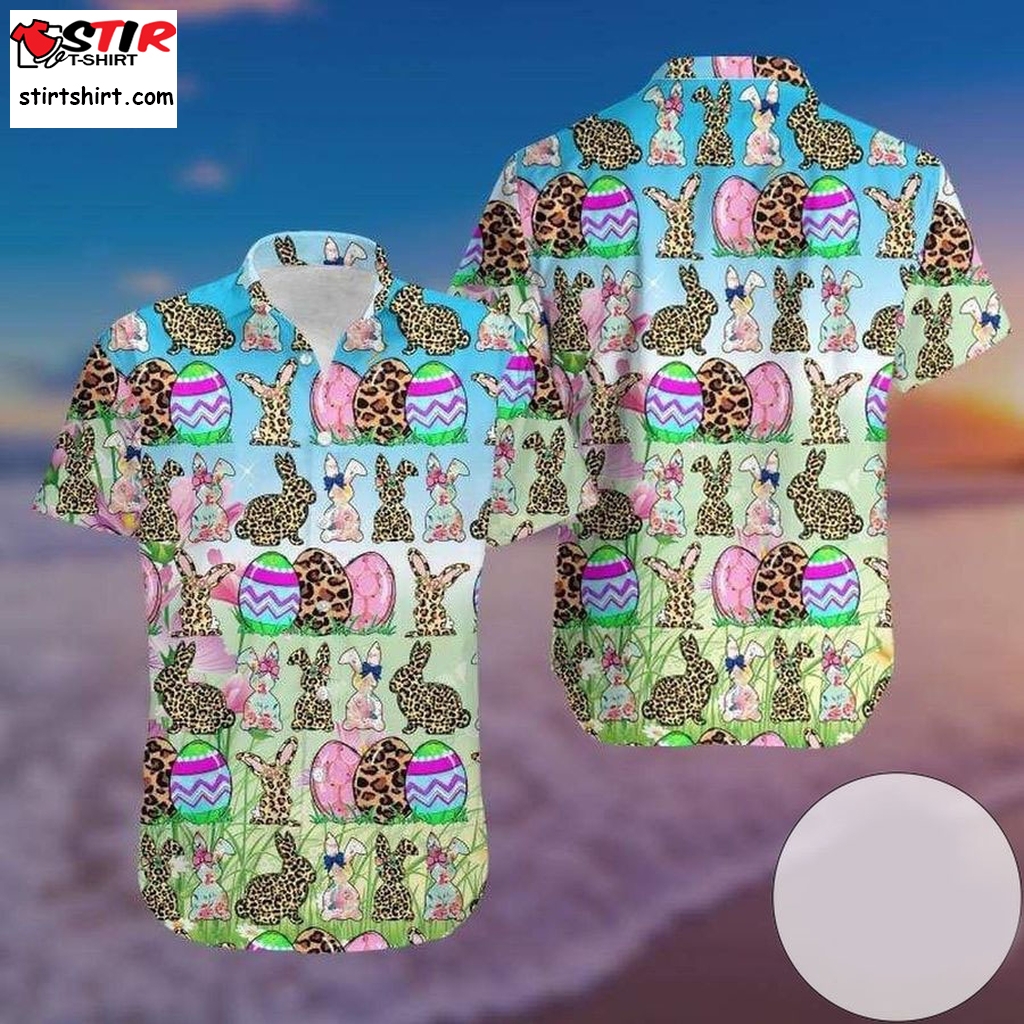 Discover Cool Bunny Leopard Eggs Blue Happy Easter Day Hawaiian Aloha Shirts V  Cool s